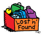  Picture of a box with school items with words on the box that say lost and found