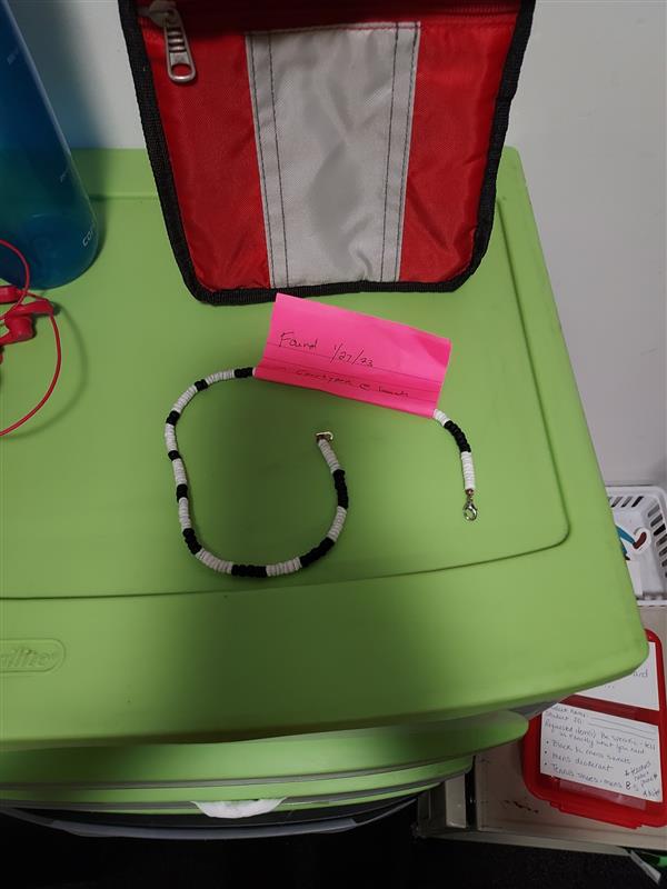 Picture of a black and white beaded necklace